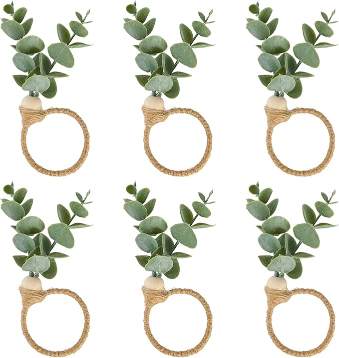 APTWOW Napkin Rings Set of 6, Easter Napkin Rings, Wood Bead Farmhouse Napkins by APTWOW