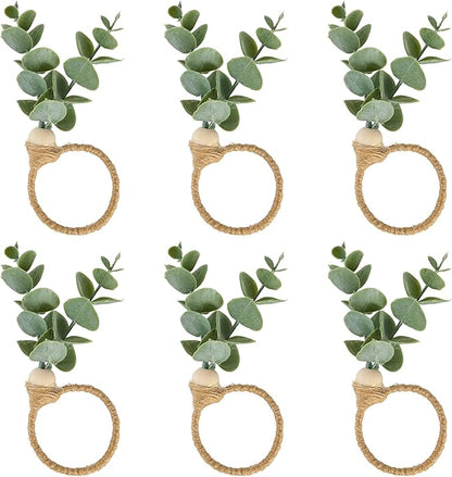 APTWOW Napkin Rings Set of 6, Easter Napkin Rings, Wood Bead Farmhouse Napkins by APTWOW