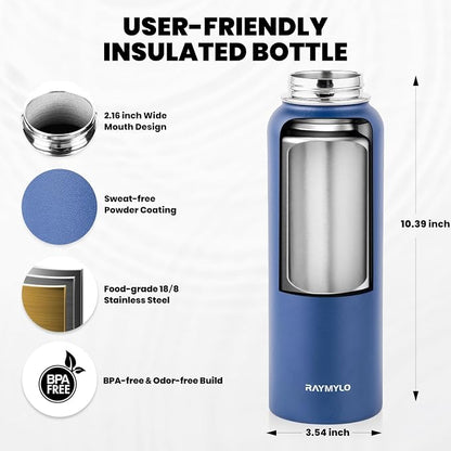 RAYMYLO Insulated Water Bottle 40 oz, Triple Wall Vacuum Stainless Steel | - Image 5