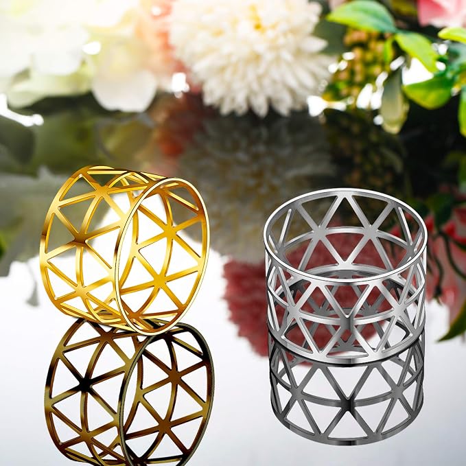 Patelai 12 Pieces Napkin Rings Hollow Out Napkin Holders Xmas Napkin Buckle - Image 7