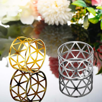 Patelai 12 Pieces Napkin Rings Hollow Out Napkin Holders Xmas Napkin Buckle - Image 7