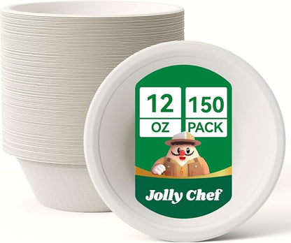 Compostable Disposable Paper Bowl Heavy Duty Soup Containers Biodegradable by JOLLYCHEF