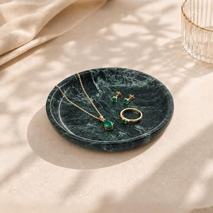 Small Natural Marble Jewelry Tray Key Plate Holder Dish Trinket Decor Catch All by Unknown