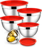 E-far Mixing Bowls With Lids Sets of 5, 10-Piece Stainless Steel Salad Metal by E-far
