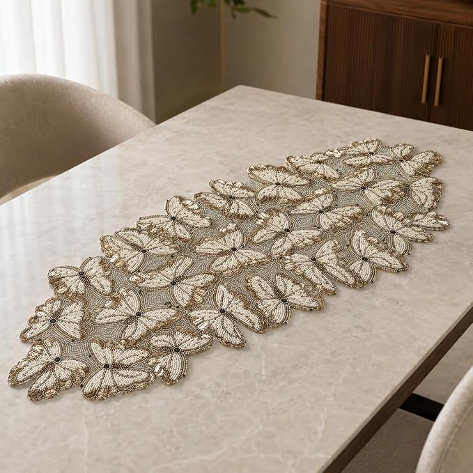 Handmade Beaded Table Runner 13 x 36 Inch, Elegant Dining Table Décor - Image 8