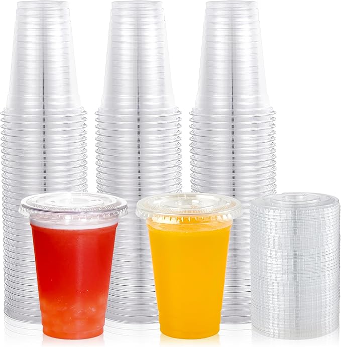Lilymicky 200 Sets 10 oz Clear Plastic Cups by Lilymicky