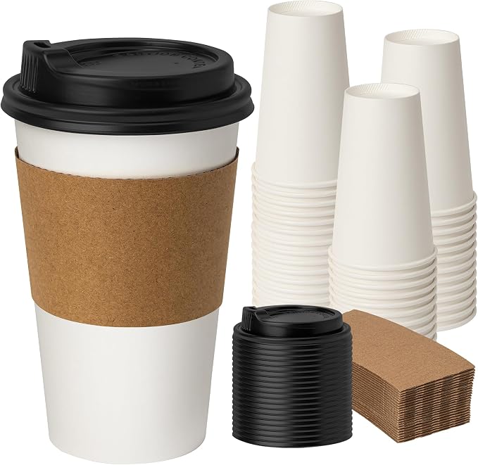 16 oz 50 Pack Disposable Coffee Cups by PACKINNO