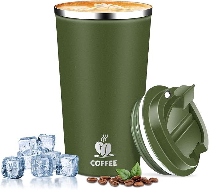 Insulated Travel Coffee Mug Reusable Coffee Tumbler Cup by QEMAUUAHealthyLife
