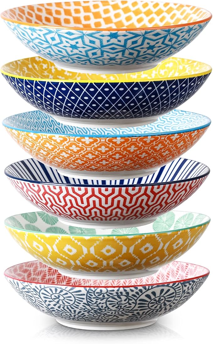 Selamica Porcelain 40oz Large Bowls 9 inch Big Pasta Salad Bowls, Microwave and by Selamica