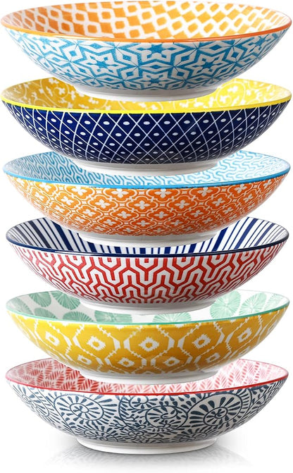 Selamica Porcelain 40oz Large Bowls 9 inch Big Pasta Salad Bowls, Microwave and by Selamica