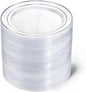 I00000 100Pcs Clear Silver Plastic Plates,Silver Rim Plates 7 Inch,Heavy Duty Premium Clear Dish for Wedding Party Supplies for Salad Dessert Cake