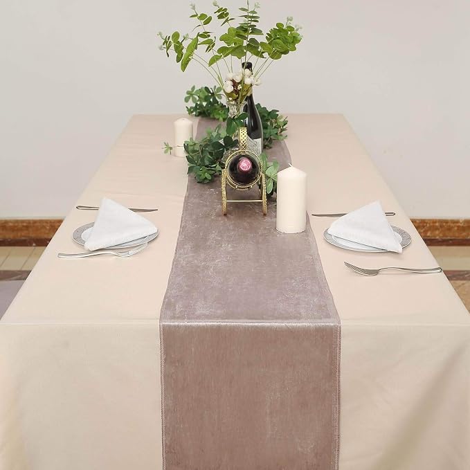 10 pcs 12x108-Inch Mauve Premium Velvet Table Runners Wedding Reception - Image 6