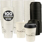 Disposable Coffee Cups with Lids, To Go Paper Hot Cups, Rise and Shine Design by SMYGOODS