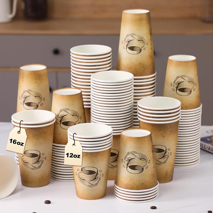Clawsoff 180 Pack 16 oz Coffee Cups Disposable Hot Paper Cups | Disposable - Image 3