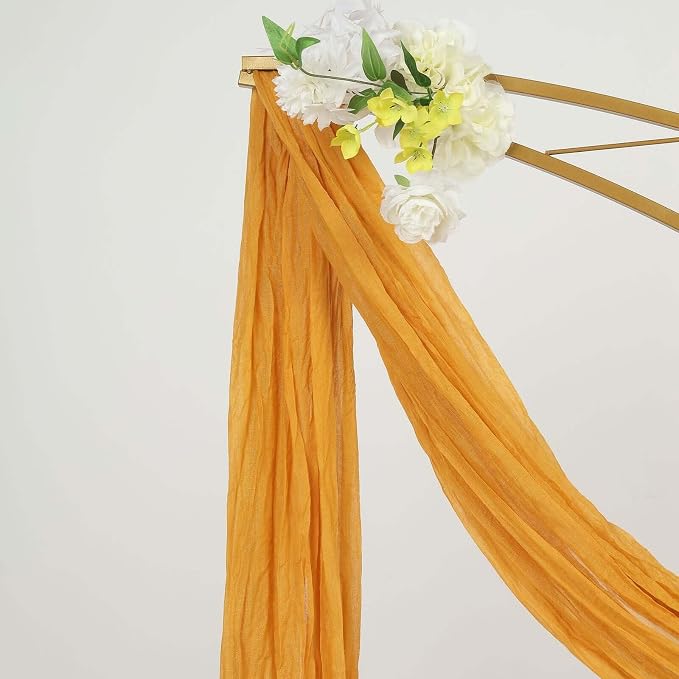 Efavormart 20ft Mustard Yellow Gauze Cheesecloth Wedding Arch Drapery Fabric - Image 9