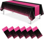 6Pcs Black Hot Pink Tablecloth Party Decorations, Plastic Black Table Cloth by MASHAN