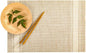 Restaurantware French Countryside 16 x 12 Inch Dining Table Placemats Set Of 6 Heat-Tolerant Kitchen Table Mats - Eggshell Stripe No Stain Khaki Vinyl Woven Rectangle Placemats Easy To Clean