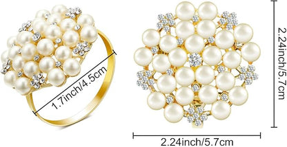 Hotop 288 Pcs Gold Napkin Rings Pearls and Flower Napkin Buckles Rhinestone - Image 3