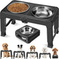 COMESOON Elevated Dog Bowls, 5 Adjustable Heights Raised Dogs Food Bowl Stand by COMESOON