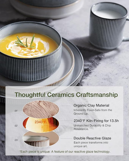 Famiware Star Ceramic Plates and Bowls Sets, Reactive Glaze Dishes - Image 5