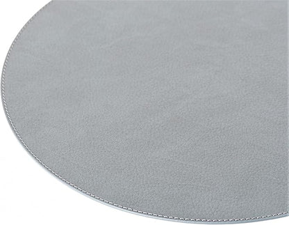 Nikalaz Round Placemats Set (Pack of 4) Recycled Leather Table Mats 15 inches, Kitchen Dining Table Decor by Nikalaz (Dirty Grey)