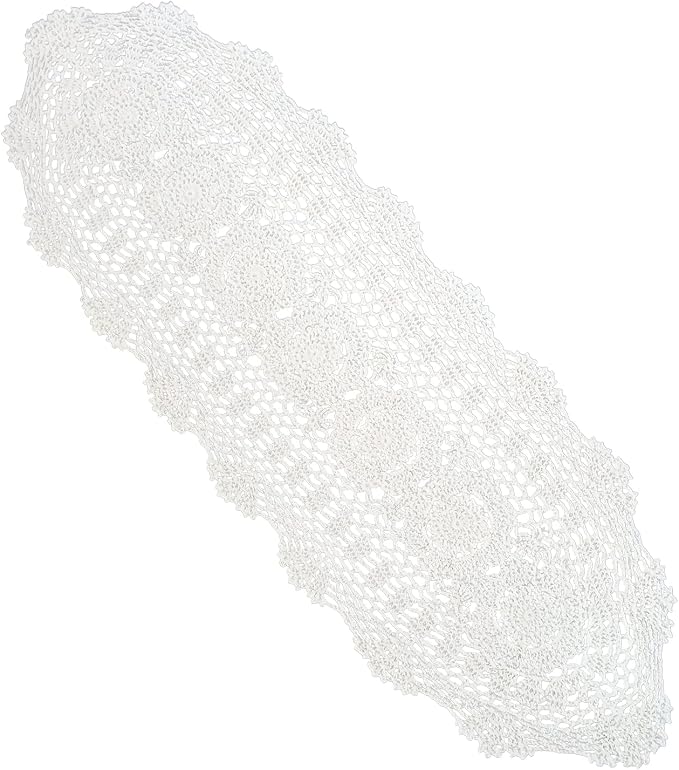 Phantomon Oval Lace Table Runner Doilies Floral Table Scarf Furniture Cloth - Image 2