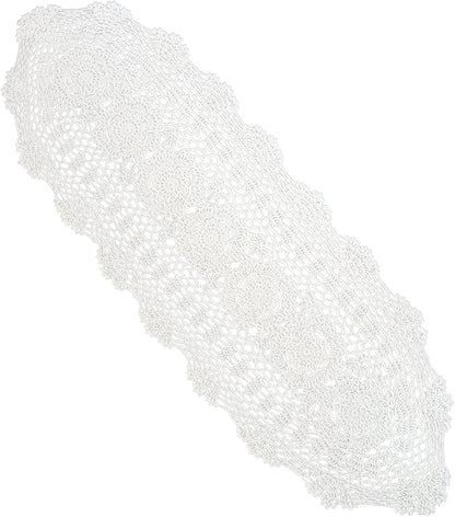 Phantomon Oval Lace Table Runner Doilies Floral Table Scarf Furniture Cloth - Image 2