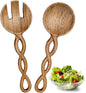 2PCS Wood Salad Tongs, 9.4inch Acacia Wood Salad Tongs by OMISTAR
