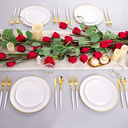 LIYH 180 Pcs White and Gold Plastic Plates Disposable - Image 7