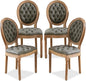 SoarFlash French Dining Chairs Set of 4, Vantage Dining Chair with Round Back, Farmhouse Country PU Leather Dining Chair for Kitchen,Bedroom,Green