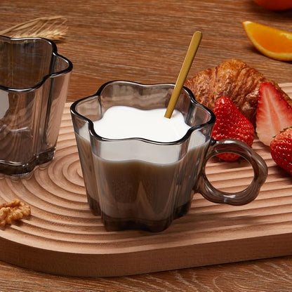 11oz Smoky Floral Glass Coffee Mugs Set of 4 - Image 5