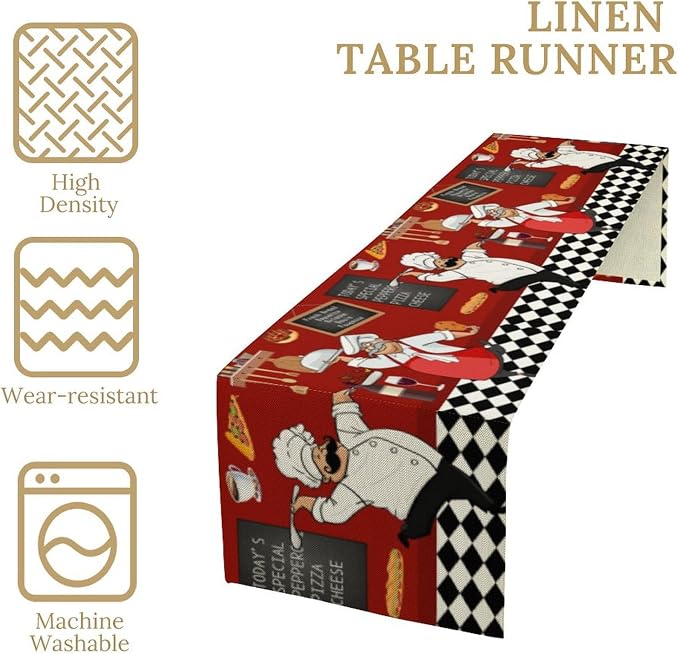 Chef Table Runner, Farmhouse Decor Burlap Table Runners - Image 4