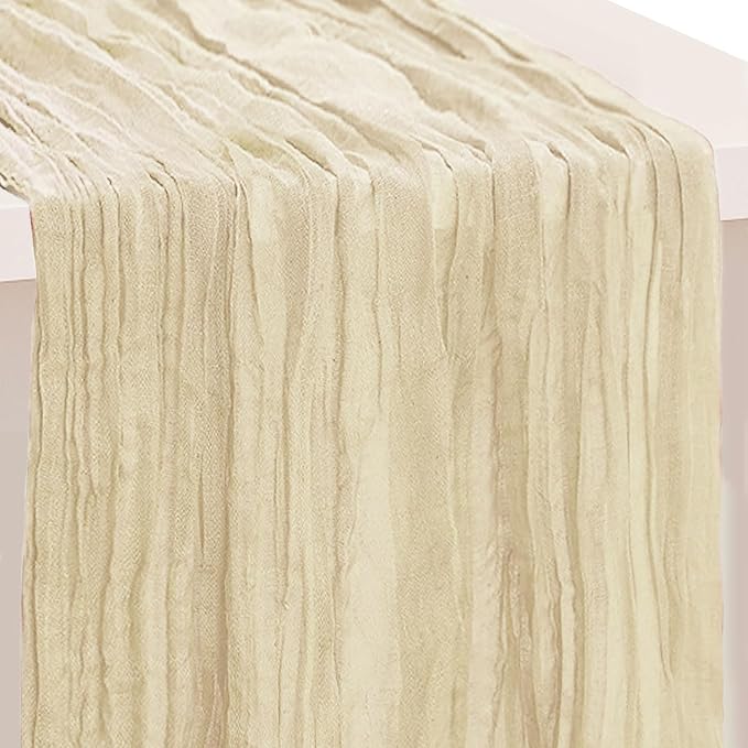 1 Pack Beige Cheesecloth Table Runner 35x120 Inch 10Ft Rustic Gauze Cheese by SuBleer