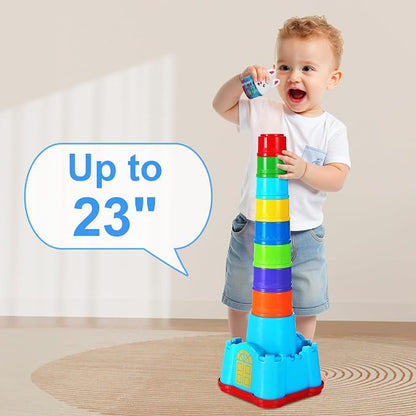 iPlay, iLearn Baby Stacking Cup Toy, Toddler Stackable Block w/Shape Sorter | - Image 8