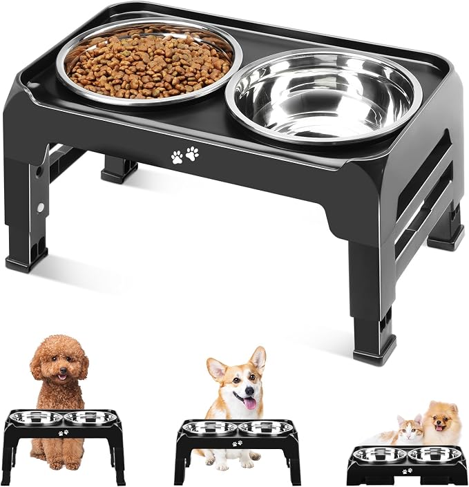 COMESOON Elevated Dog Bowls for Small Medium Dogs, 3 Height Adjustable Raised by COMESOON