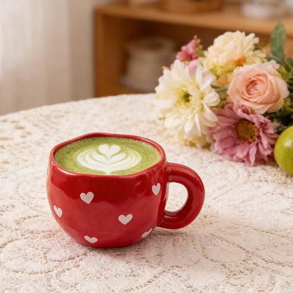 4pcs Ceramic Hearts Mugs Set, 9.4OZ Cute Love Coffee Cup Set, Dishwasher Safe - Image 2