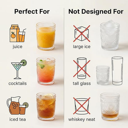 Kingrol 6 Pack SMALL 9 oz Drinking Glasses, Vintage Embossed Tumblers - Image 7