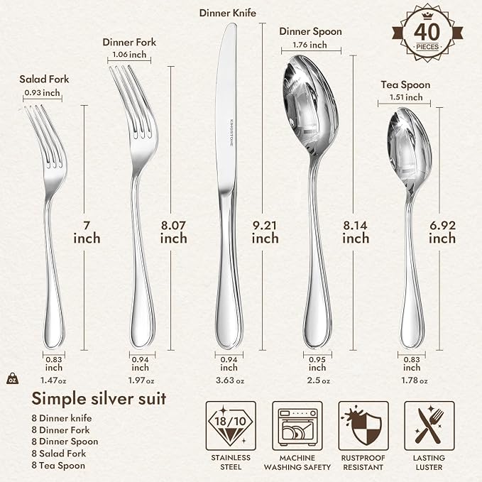 18/10 Stainless Steel Silverware Set - Image 2