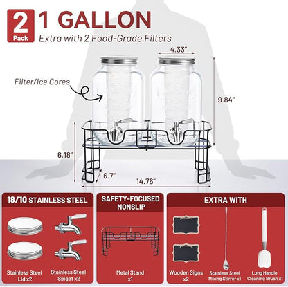 KIKCOIN 1 Gallon Glass Drink Dispensers - Image 4