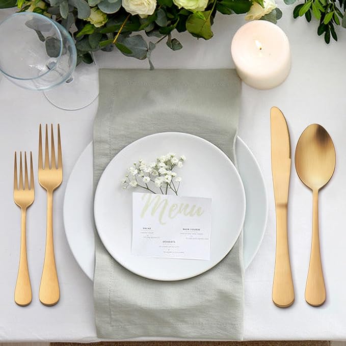 LIANYU 30 Piece Gold Silverware Set, Stainless Steel Gold Cutlery Set - Image 4