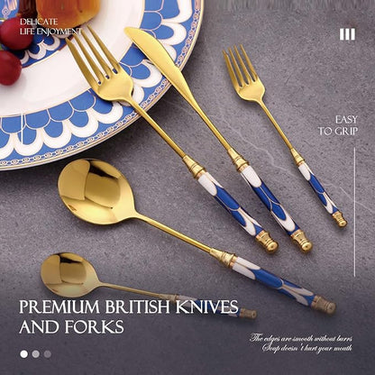 30-piece Silverware Set With Ceramic Handle, Premium Food Grade Stainless Steel Flatware Sets, Mirror Polished Cutlery Set, Dishwasher Safe (for 6 People)