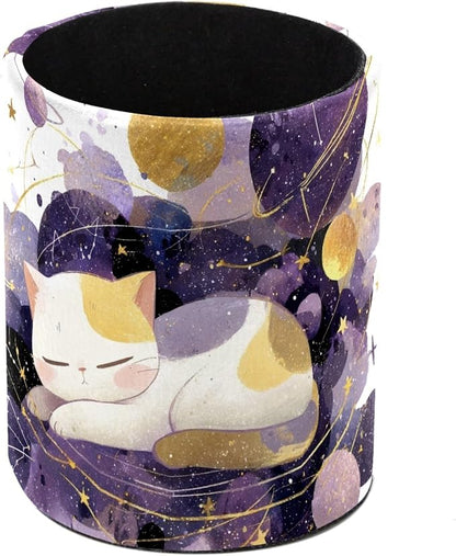 Leather Pen Holder for Desk, Space Cat Pencil Cup Pen Organizer Makeup Brush by Unknown