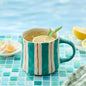 Stripe Ceramic Coffee Mugs, 12oz Vibrant Striped Red and Green Alternating by DelightsGalore