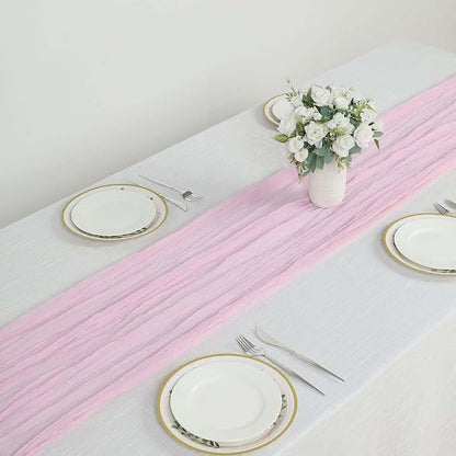 Efavormart 10ft Pink Gauze Table Runner - Image 6