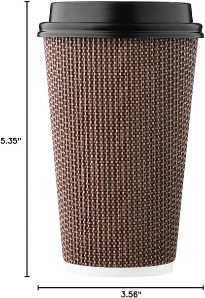 Harvest Pack 16 oz Disposable Coffee Cups, Insulated Ripple Double-Walled Paper - Image 9