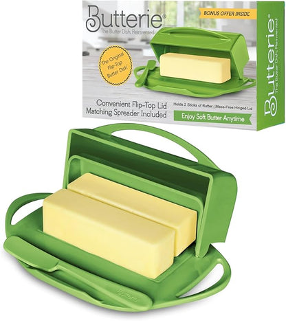 Flip Top Butter Dish with Attached Lid & Matching Knife by Butterie
