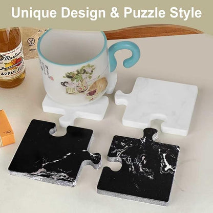 Marble Coasters Set of 4, Marble Modern Insulated Coaster - Image 3