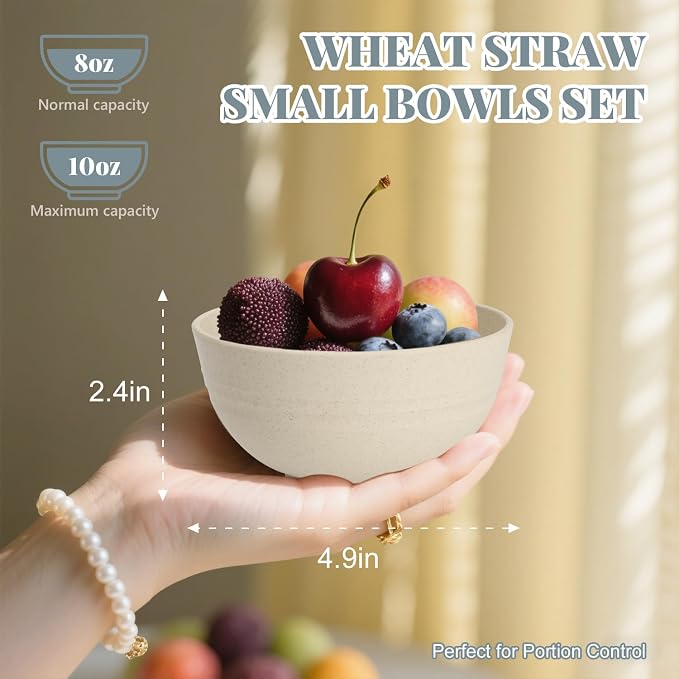 Dessert Bowls Stackable Wheat Straw Bowls 10 OZ Lightweight Bowls - Image 2