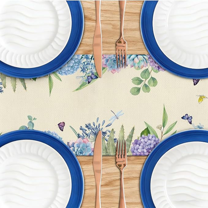 Every Day is A Gift Dragonfly Hydrangea Spring Table Runner 13x72 Inch | - Image 4