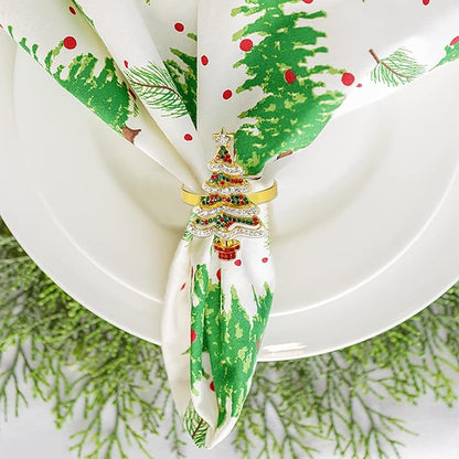 wonlex Christmas Tree Napkin Rings Set of 6 - Image 5